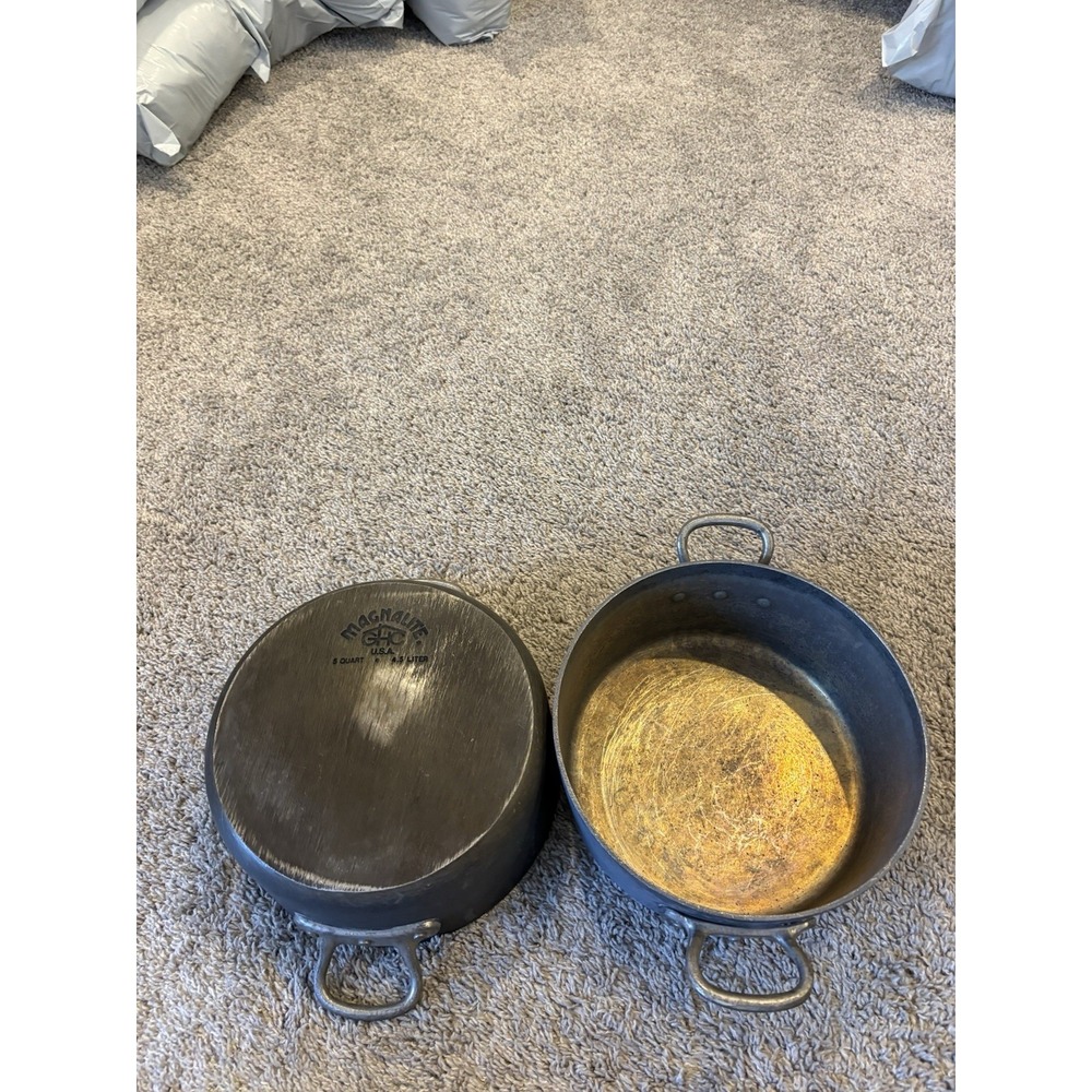 LOT OF 2 Vintage MAGNALITE GHC Professional Anodized Aluminum 5 Quart Stock Pots